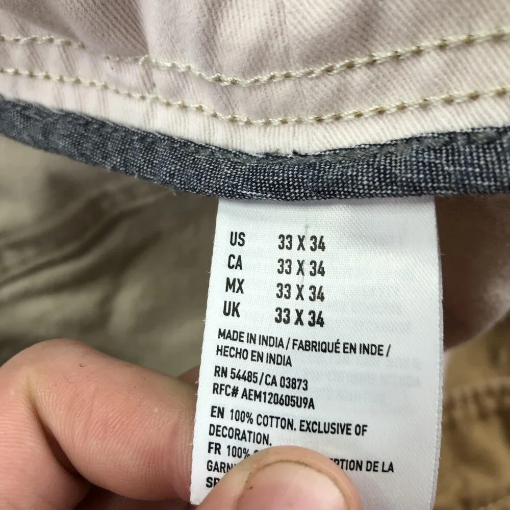 American Eagle Outfitters Pants Mens 33x34 Beige Chino Relaxed Straight Casual